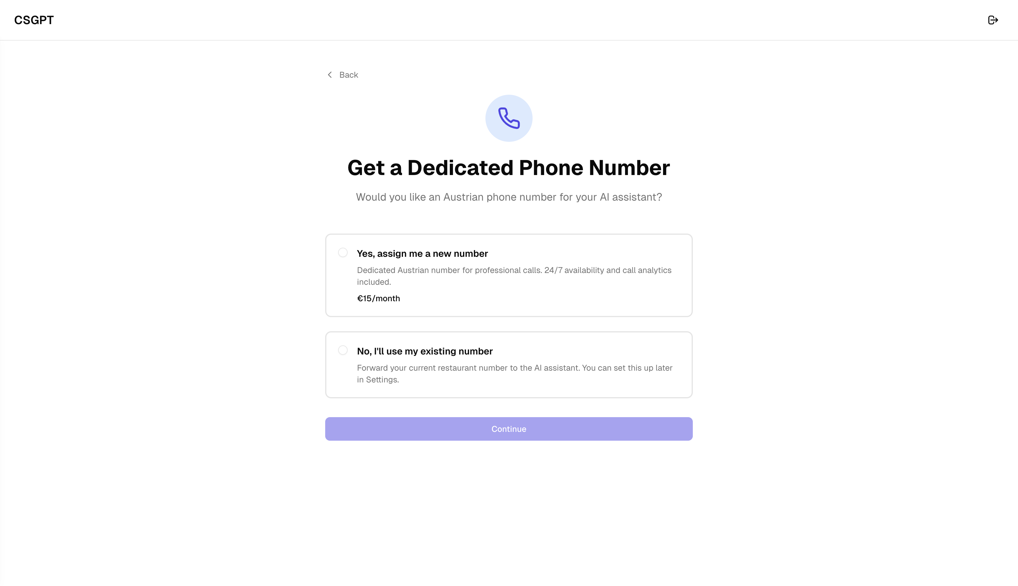 Get a Dedicated Phone Number: Choose new Austrian number or use existing